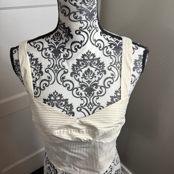 HYFVE Striped Bustier Top khaki and white striped cropped fitted sweetheart - Picture 4 of 11